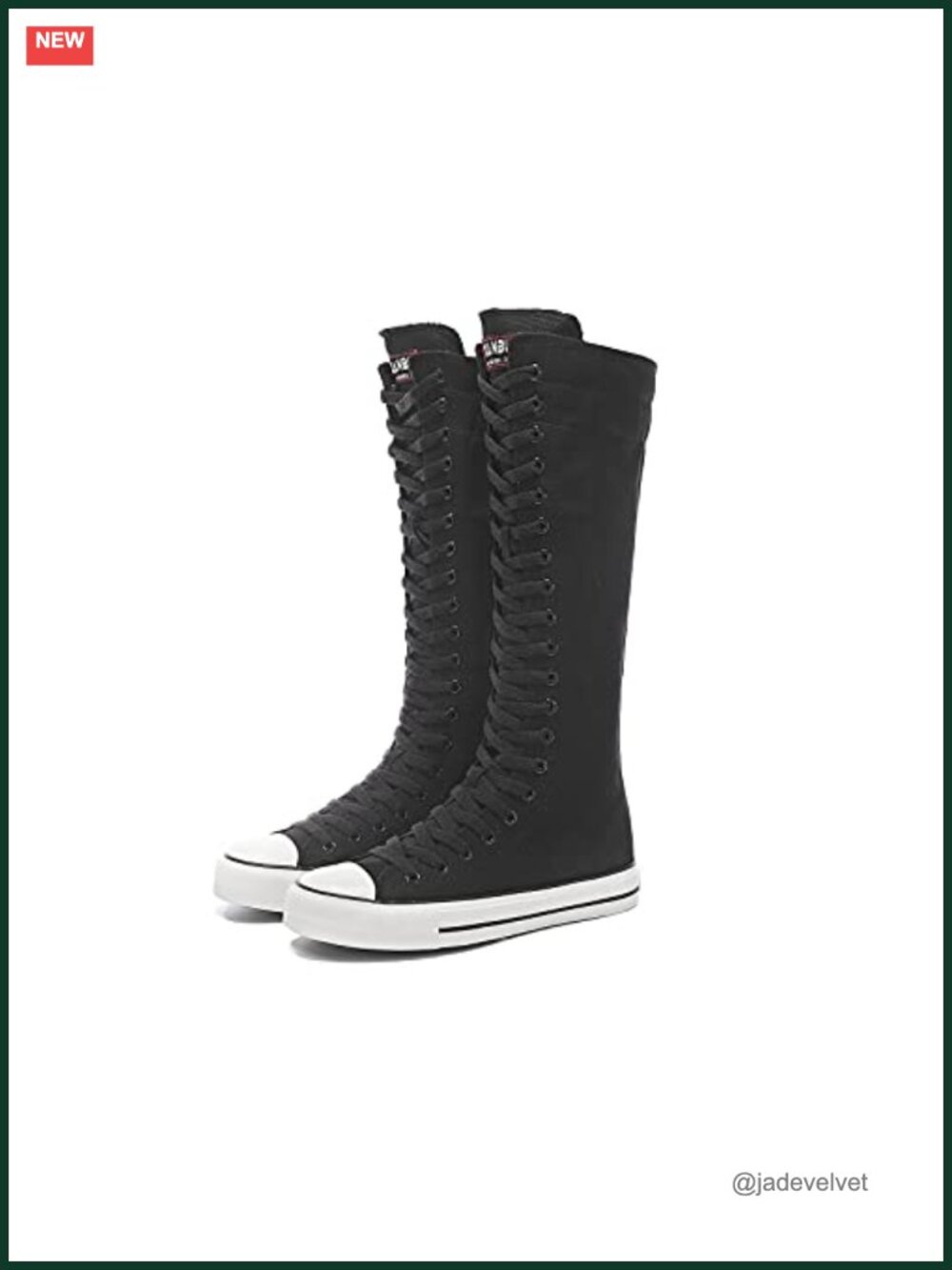 Canvas Lace Up Knee High Sneakers Women's Tall Boots Flat Rubber Sole